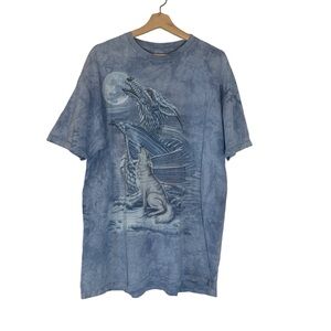 The Mountain Wolf Dragon Blue Tie Dyed T-Shirt Size XL